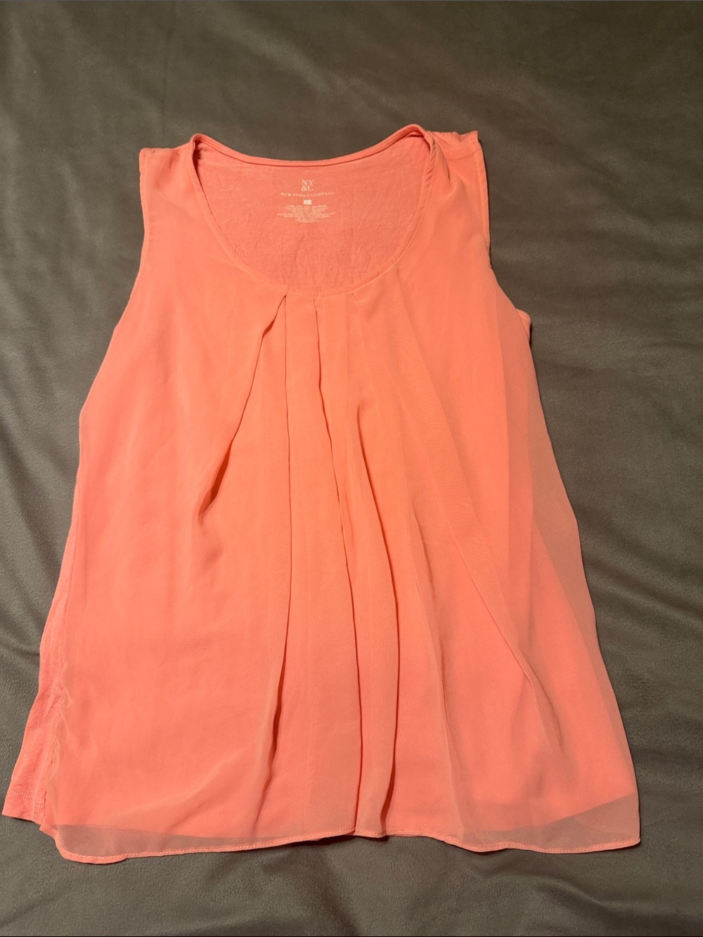 New York & Company Coral Pleated Sleeveless Camisole